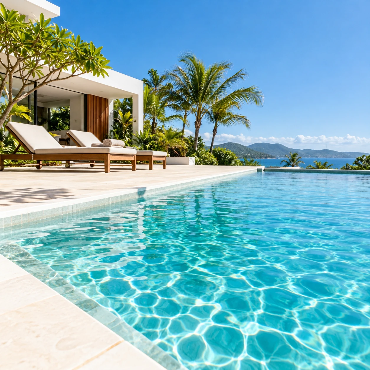 Piscina residencial bem cuidada em imagem ilustrativa